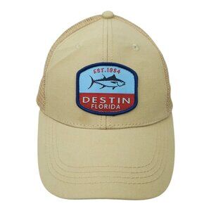 Destin Florida Trucker Hat Mesh Snapback Beach Coastal Fishing Souvenir Khaki
